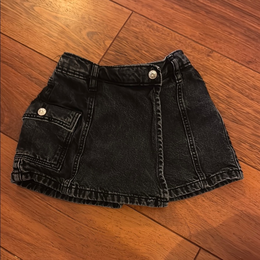Zara Black Denim Mini Skort